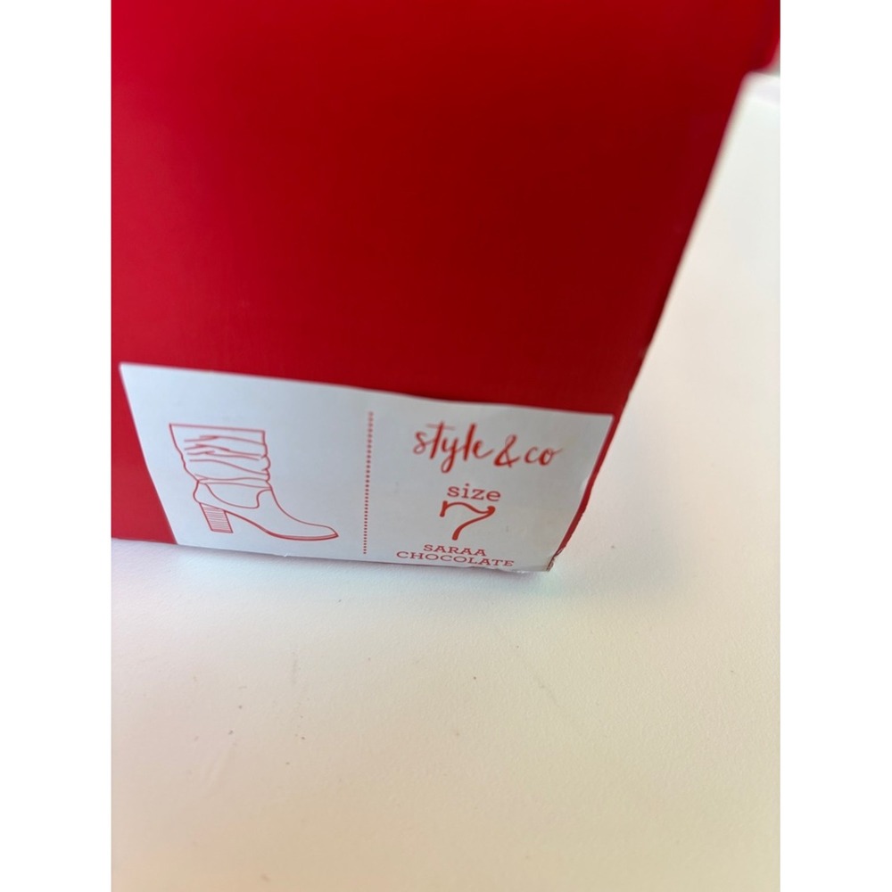 Style & Co. Dark Brown Slouchy Mid-Calf Heeled Boots 7M Like New - Picture 9 of 9